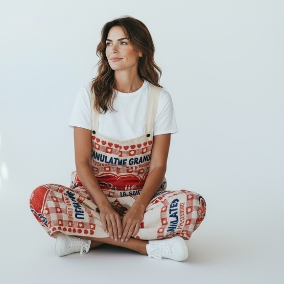 boutique Pants - Vintage Style Sugar Beet Feed Sack Overall Dress – Boutique – One Size